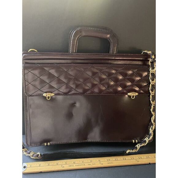 Vtg. Top Handle Messenger Shoulder Bag Attache Briefcase Oxblood Burgundy Career - Picture 8 of 14